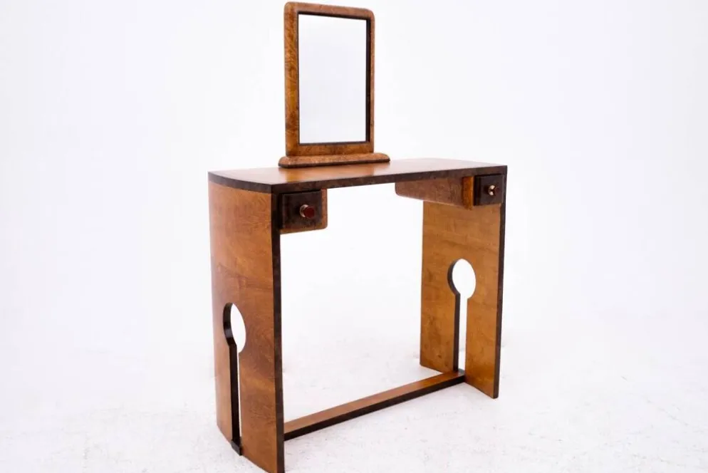 Ensemble coiffeuse + chaise Art déco, Pologne, Art Déco, vers 1940.