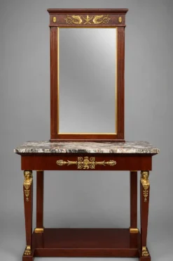 Ensemble console et miroir de style Empire.