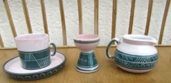 Ensemble céramique atelier montgolfier yvan roy - coquetier- pot- tasse