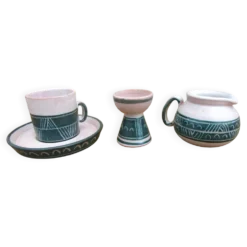 Ensemble céramique atelier montgolfier yvan roy - coquetier- pot- tasse