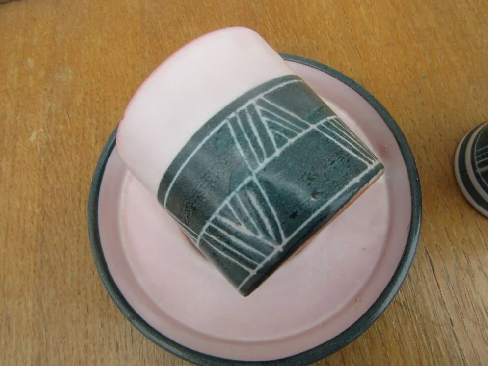 Ensemble céramique atelier montgolfier yvan roy - coquetier- pot- tasse