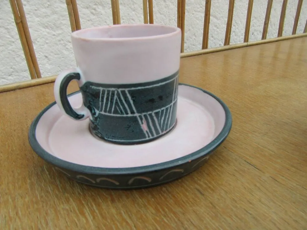 Ensemble céramique atelier montgolfier yvan roy - coquetier- pot- tasse