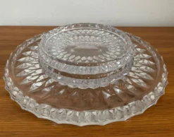 Ensemble cristal Val St Lambert plateau et 2 dessous de bouteille