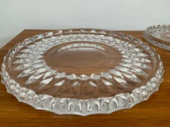 Ensemble cristal Val St Lambert plateau et 2 dessous de bouteille