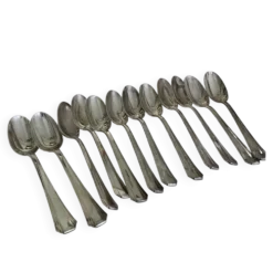 Ensemble de 12 anciennes cuillères à soupe Arr déco Argental