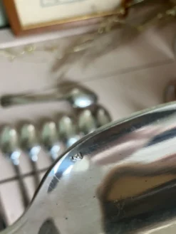 Ensemble de 12 anciennes cuillères à soupe Arr déco Argental