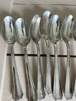 Ensemble de 12 anciennes cuillères à soupe Arr déco Argental
