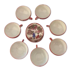 Ensemble de 8 anciennes tasses porcelaine fine japon et 2 sous tasses