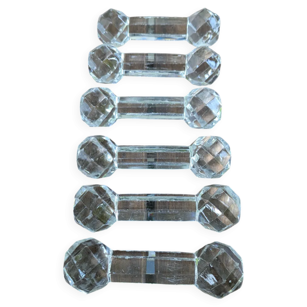 Ensemble de 6 anciens porte-couteaux en verre ou cristal à pointes de diamant