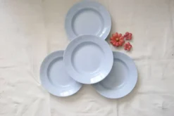 Ensemble de 4 assiettes creuses Moulin des Loups, vintage français, rustique