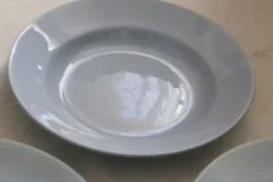 Ensemble de 4 assiettes creuses Moulin des Loups, vintage français, rustique