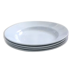 Ensemble de 4 assiettes creuses Moulin des Loups, vintage français, rustique