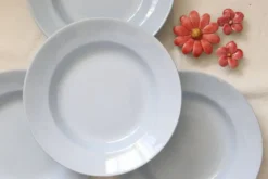 Ensemble de 4 assiettes creuses Moulin des Loups, vintage français, rustique