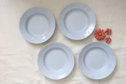 Ensemble de 4 assiettes creuses Moulin des Loups, vintage français, rustique