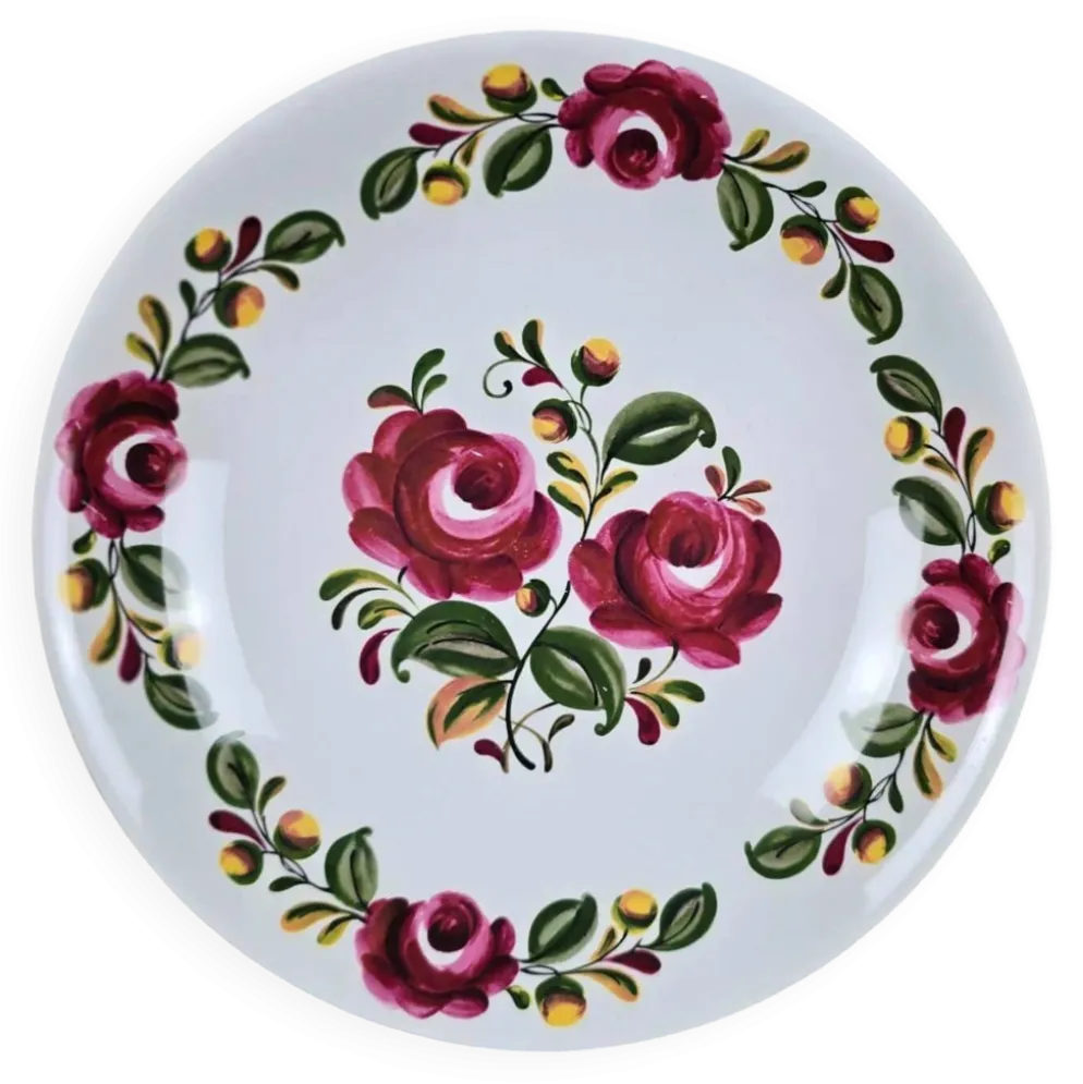 Ensemble de 12 assiettes creuses Moulin des Loups Ottawa – Fleurs bordeaux