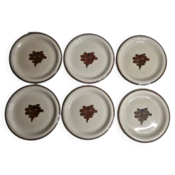 Ensemble de 6 assiettes à dessert vintage en grès émaillé décor abstrait "Thomas Germany", 20 cm
