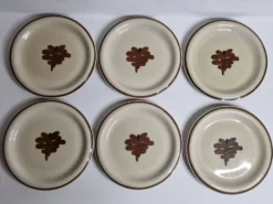 Ensemble de 6 assiettes à dessert vintage en grès émaillé décor abstrait 