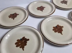 Ensemble de 6 assiettes à dessert vintage en grès émaillé décor abstrait 