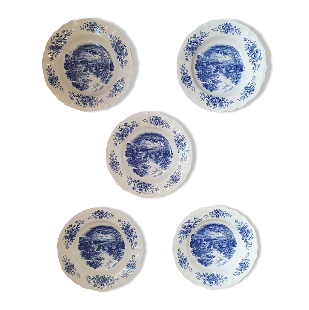 Ensemble de 5 assiettes en porcelaine de Sarreguemines