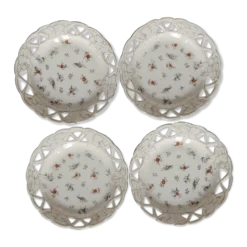Ensemble de 4 assiettes fleuries ajourées