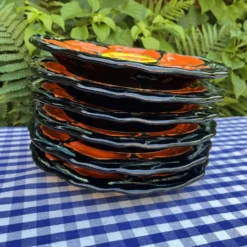 Ensemble de 6 assiettes à huîtres vintage Gabriel Fourmaintraux des années 1960.