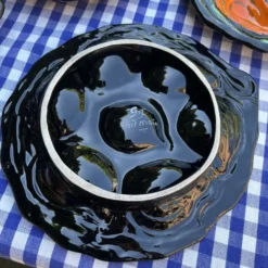Ensemble de 6 assiettes à huîtres vintage Gabriel Fourmaintraux des années 1960.