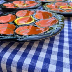 Ensemble de 6 assiettes à huîtres vintage Gabriel Fourmaintraux des années 1960.