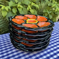 Ensemble de 6 assiettes à huîtres vintage Gabriel Fourmaintraux des années 1960.