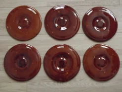 Ensemble de 6 assiettes à huîtres en majolique brune pour 6 huîtres et citron 4951