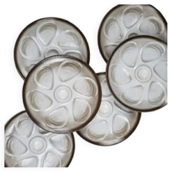 Ensemble de 6 assiettes à huîtres Salins France – Dégradé brun & gris