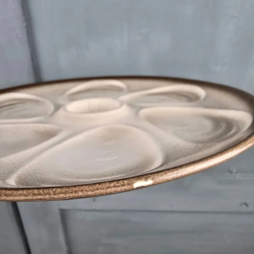 Ensemble de 6 assiettes à huîtres Salins France – Dégradé brun & gris