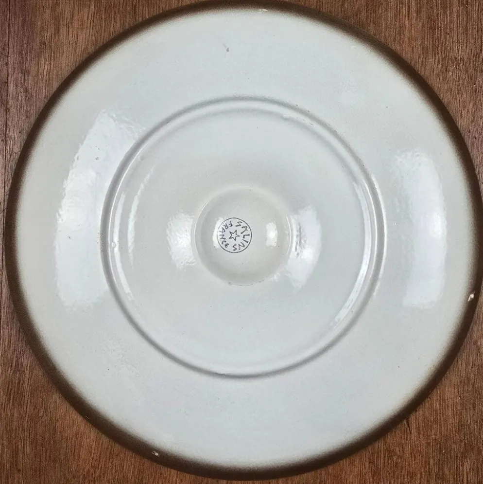 Ensemble de 6 assiettes à huîtres Salins France – Dégradé brun & gris