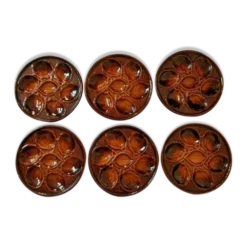 Ensemble de 6 assiettes à huîtres en majolique Français vintage par St Clements France
