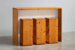 Ensemble de bar suédois du milieu du siècle en pin massif, années 1970
