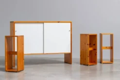 Ensemble de bar suédois du milieu du siècle en pin massif, années 1970