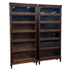 Ensemble de bibliothèques antiques en anglais Wernicke Globe originales