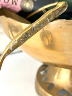 Ensemble de bol à punch en laiton avec 12 tasses, louche – Vintage français des années 50