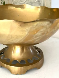 Ensemble de bol à punch en laiton avec 12 tasses, louche – Vintage français des années 50