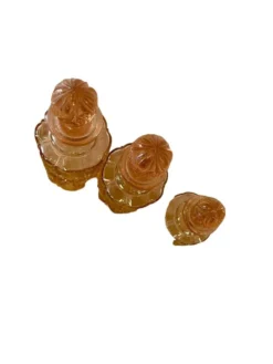 Ensemble de 3 bouteilles vintage en verre rosé avec bouchons