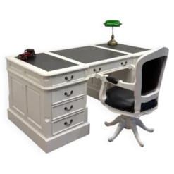 Ensemble de bureau blanc classique avec chaise de bureau