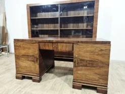 Ensemble de bureau exécutif monumental / Art Déco / Noyer / Années 1940.