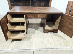 Ensemble de bureau exécutif monumental / Art Déco / Noyer / Années 1940.
