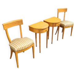 Ensemble de chaises en bois de cerisier / Biedermeier / tables d'appoint / table console tripot.