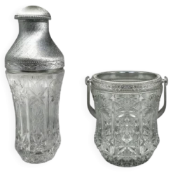 Ensemble de cocktails en cristal taillé et métal brossé des années 1960 par Arir.