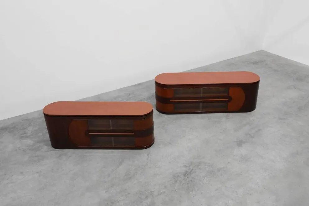 Ensemble de 2 comptoirs Art Déco et 1 cabinet attribué à De Coene, Belgique, 19