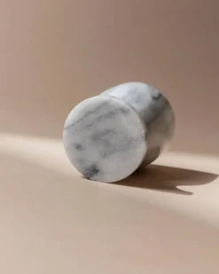 Ensemble de 6 coquetiers en marbre vintage gris et blanc – Sculptés à la main, vaisselle italienne des années 50