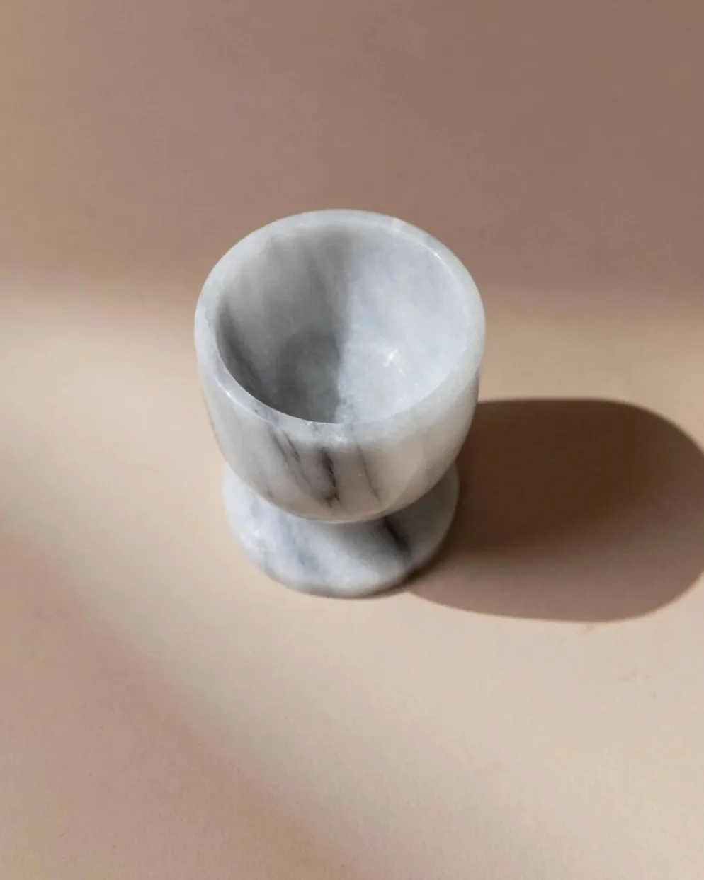 Ensemble de 6 coquetiers en marbre vintage gris et blanc – Sculptés à la main, vaisselle italienne des années 50