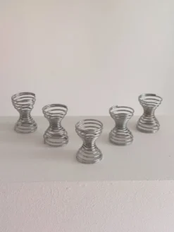 Ensemble de 5 coquetiers vintage postmodernes décor spirale style Memphis