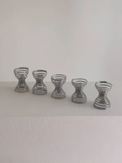 Ensemble de 5 coquetiers vintage postmodernes décor spirale style Memphis