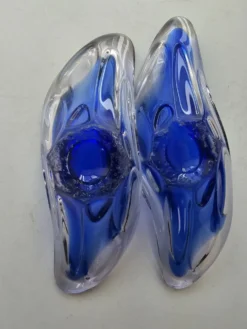 Ensemble de 2 coupelles en verre bleues dans le gout de Murano - Fait Main